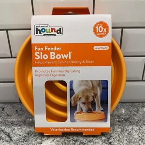 Outward Hound Dog Large Slo Bowl Orange Fun Feeder Spiral Maze Slow Eater 4 Cups